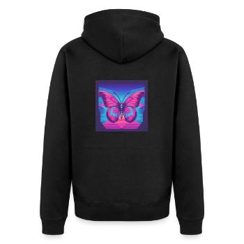 Butterfly - Unisex Premium Organic Zip Hoodie - black - Back - Nico (187cm)