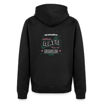 feminist einsatz spruch geburtstagsgeschenkidee - Unisex Premium Bio Zip Hoodie - Schwarz - Hinten - Nico (187cm)