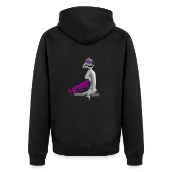Erdmännchen NOPE - Unisex Premium Bio Zip Hoodie - Schwarz - Hinten - Nico (187cm)
