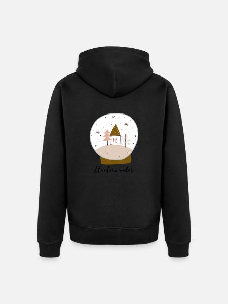 Weihnachtswunder Aufdruck Glaskugel - Unisex Premium Bio Zip Hoodie - Schwarz
