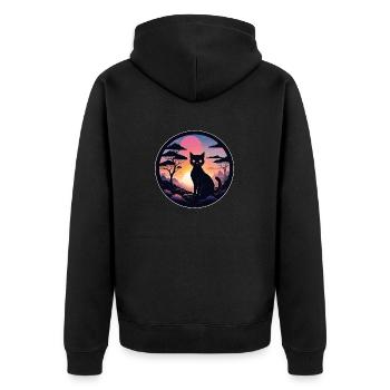 Cat Landscape and Sunset - Unisex Premium Organic Zip Hoodie - black - Back - Nico (187cm)