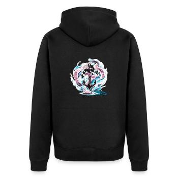 Chrom Anker - Unisex Premium Bio Zip Hoodie - Schwarz - Hinten - Nico (187cm)