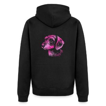 Teckel à poil dur teckel à poil dur dessin tête rose - Veste à capuche bio Premium Unisexe - noir - Dos - Nico (187cm)