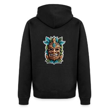 tiki beach - statue polynèsie - Veste à capuche bio Premium Unisexe - noir - Dos - Nico (187cm)