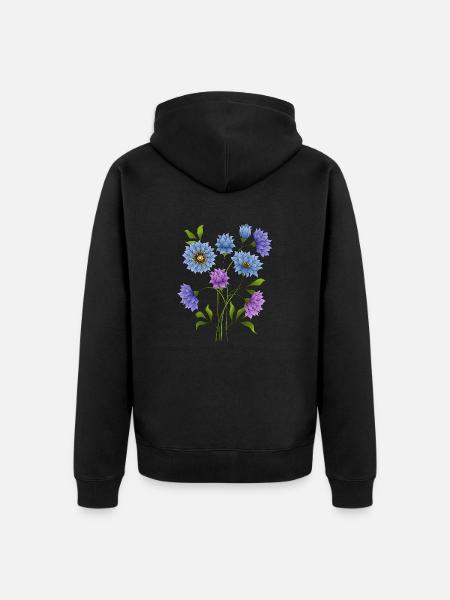 Flowers - Unisex Premium Organic Zip Hoodie - black