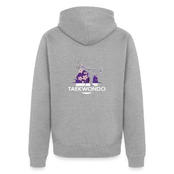 Allkampf Taekwondo-Girl TKD Tae-Kwon-Do - Unisex Premium Organic Zip Hoodie - heather grey - Back - Nico (187cm)
