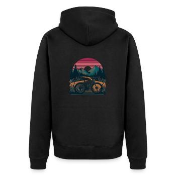 Apprivoiser les sentiers : aventures en gravier au milieu de la forêt - Veste à capuche bio Premium Unisexe - noir - Dos - Nico (187cm)