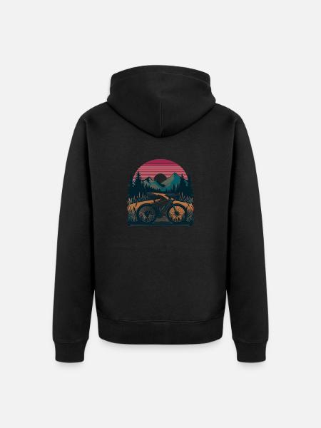 Oswajanie szlaków: rower gravel przygody w lesie - Ekologiczna rozpinana bluza z kapturem Premium unisex - czarny