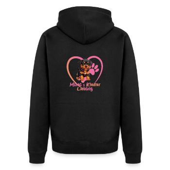 Hund Welpe Mamas kleiner Liebling Rottweiler - Unisex Premium Bio Zip Hoodie - Schwarz - Hinten - Nico (187cm)