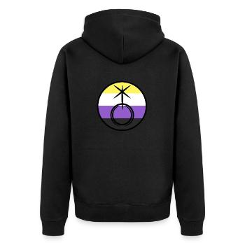 Symbol im Kreis - Die Farbe machts - Unisex Premium Bio Zip Hoodie - Schwarz - Hinten - Nico (187cm)