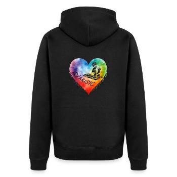 I Love Music - Unisex Premium Bio Zip Hoodie - Schwarz - Hinten - Nico (187cm)