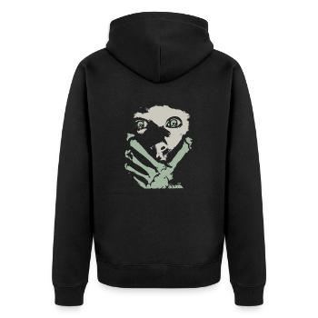 Skeleton Hand On Woman's Face - Unisex Premium Organic Zip Hoodie - black - Back - Nico (187cm)