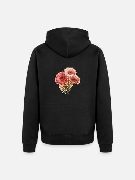 Gerbera Daisies 3 Flowers - Unisex Premium Organic Zip Hoodie - black