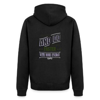 present coffee cup drinking bday coffee lover - Unisex Premium Bio Zip Hoodie - Schwarz - Hinten - Nico (187cm)