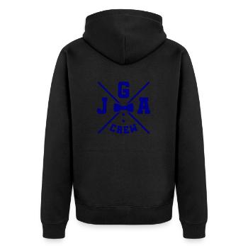 jga crew - Unisex Premium Bio Zip Hoodie - Schwarz - Hinten - Nico (187cm)