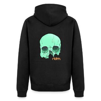 ridm green skull - Unisex Premium Bio Zip Hoodie - Schwarz - Hinten - Nico (187cm)