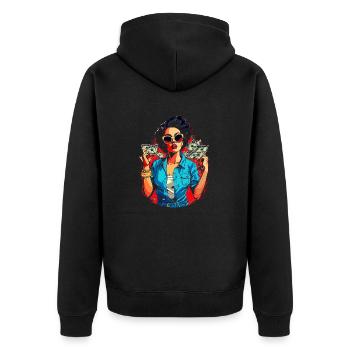 Belle femme peinture art visage femme colorée - Veste à capuche bio Premium Unisexe - noir - Dos - Nico (187cm)