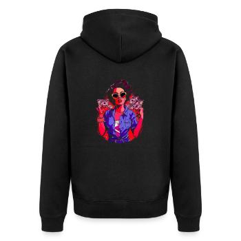Schöne weibliche Malkunst Gesicht bunte Frau - Unisex Premium Bio Zip Hoodie - Schwarz - Hinten - Nico (187cm)