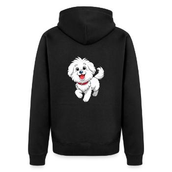 Happy Bichon Frise cabré Art - Veste à capuche bio Premium Unisexe - noir - Dos - Nico (187cm)