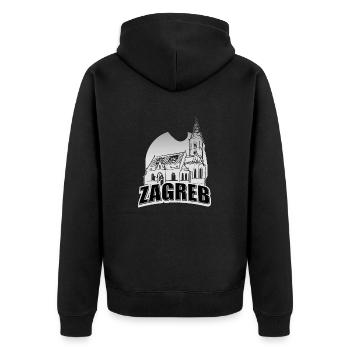 Zagreb Kroatien hrvatska hrv hrv travel tourist croat - Unisex Premium Bio Zip Hoodie - Schwarz - Hinten - Nico (187cm)