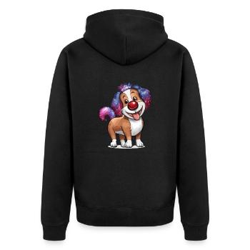 Dog Red Nose - Unisex Premium Bio Zip Hoodie - Schwarz - Hinten - Nico (187cm)