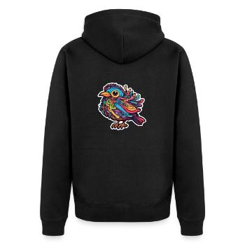 Artful Bird Colorful Crazy Parrot - Unisex Premium Organic Zip Hoodie - black - Back - Nico (187cm)