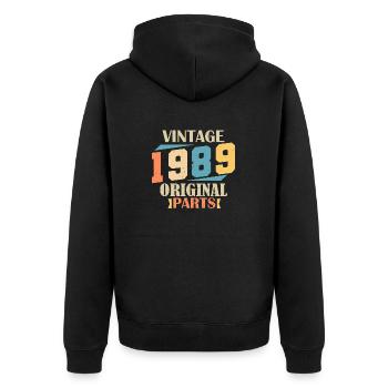 Monat 1989. 1989 Geburtstagsgeschenk. 35 Jahre alt Birt - Unisex Premium Bio Zip Hoodie - Schwarz - Hinten - Nico (187cm)