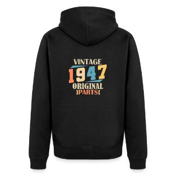 Month 1947. 1947 Birthday Gift. 77 years old Birt - Unisex Premium Organic Zip Hoodie - black - Back - Nico (187cm)