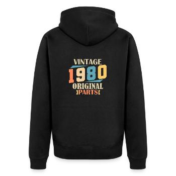 Monat 1980. 1980 Geburtstagsgeschenk. 44 Jahre alt Birt - Unisex Premium Bio Zip Hoodie - Schwarz - Hinten - Nico (187cm)