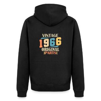 Monat 1966. 1966 Geburtstagsgeschenk. 58 Jahre alt Birt - Unisex Premium Bio Zip Hoodie - Schwarz - Hinten - Nico (187cm)