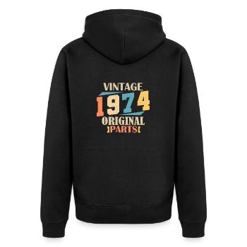 Monat 1974. 1974 Geburtstagsgeschenk. 50 Jahre Birt - Unisex Premium Bio Zip Hoodie - Schwarz - Hinten - Nico (187cm)
