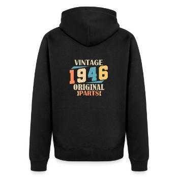 Monat 1946. 1946 Geburtstagsgeschenk. 78 Jahre alt Birt - Unisex Premium Bio Zip Hoodie - Schwarz - Hinten - Nico (187cm)