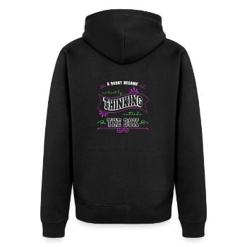 colony artificial christmas pajama sayings job - Unisex Premium Organic Zip Hoodie - black - Back - Nico (187cm)