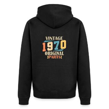 Monat 1970. 1970 Geburtstagsgeschenk. 54 Jahre alt Birt - Unisex Premium Bio Zip Hoodie - Schwarz - Hinten - Nico (187cm)