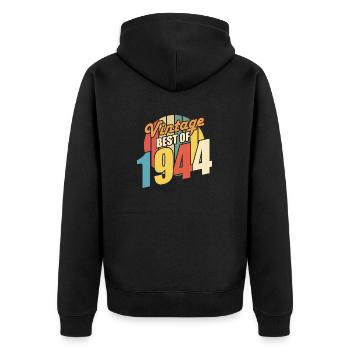Vintage 1944 meilleur de 1944 - annif 80 ans - Veste à capuche bio Premium Unisexe - noir - Dos - Nico (187cm)