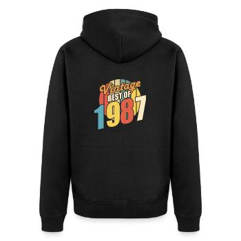 Jahrgang 1987 Best of 1987 - Annif 37 Jahre - Unisex Premium Bio Zip Hoodie - Schwarz - Hinten - Nico (187cm)