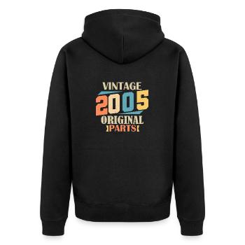 Monat 2005. 2005 Geburtstagsgeschenk. 19 Jahre alt Birt - Unisex Premium Bio Zip Hoodie - Schwarz - Hinten - Nico (187cm)
