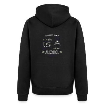 cappuccino quote present mug joke morning office - Unisex Premium Organic Zip Hoodie - black - Back - Nico (187cm)