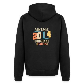 Monat 2014. Geburtstagsgeschenk 2014. 10 Jahre Birt - Unisex Premium Bio Zip Hoodie - Schwarz - Hinten - Nico (187cm)
