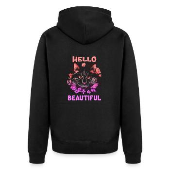 Katze schöne stilvolle Frauen bunte Kunst Kunst - Unisex Premium Bio Zip Hoodie - Schwarz - Hinten - Nico (187cm)
