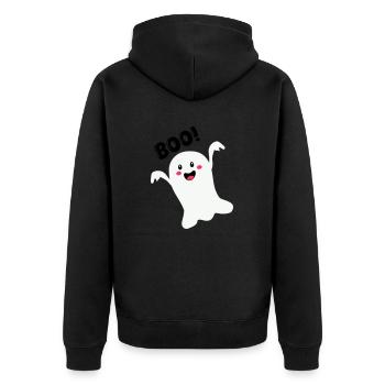 geist 01 - Unisex Premium Bio Zip Hoodie - Schwarz - Hinten - Nico (187cm)