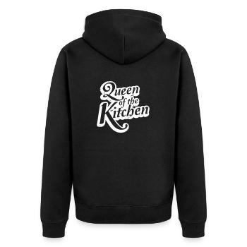 Logo Kitchen Queen lettrage Kitchen Queen femme - Veste à capuche bio Premium Unisexe - noir - Dos - Nico (187cm)