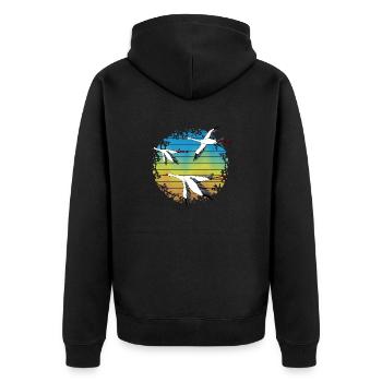 Störche - Unisex Premium Bio Zip Hoodie - Schwarz - Hinten - Nico (187cm)