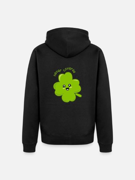 Lucky the Four-leaf Clover! - Unisex Premium Organic Zip Hoodie - black