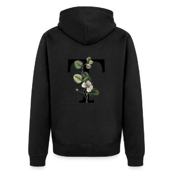 lettre T botanique vert - Veste à capuche bio Premium Unisexe - noir - Dos - Nico (187cm)
