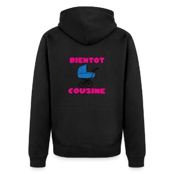 BALD EIN COUSIN - Unisex Premium Bio Zip Hoodie - Schwarz - Hinten - Nico (187cm)
