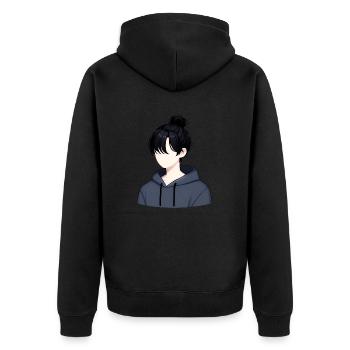 Minimalist Boy - Pure Simplicity - Unisex Premium Organic Zip Hoodie - black - Back - Nico (187cm)
