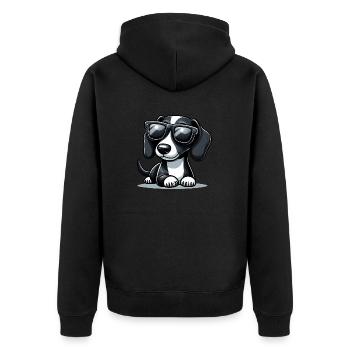 Süßer Hund mit Sonnenbrille - Unisex Premium Bio Zip Hoodie - Schwarz - Hinten - Nico (187cm)