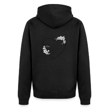 Rahmen Herz - Unisex Premium Bio Zip Hoodie - Schwarz - Hinten - Nico (187cm)