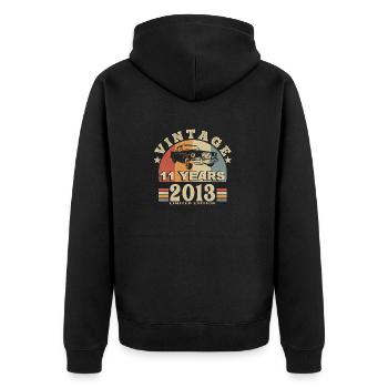 Vintage 2013 Born In 2013 11 Years Anniversary - Unisex Premium Organic Zip Hoodie - black - Back - Nico (187cm)